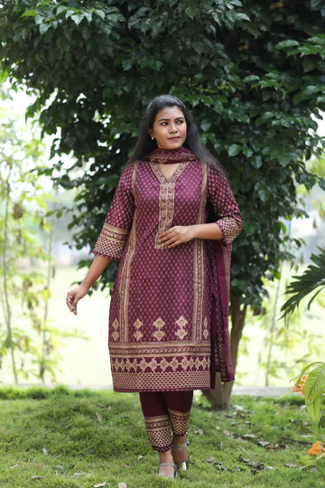 Mehfil Maroon Elegance Kurti set
