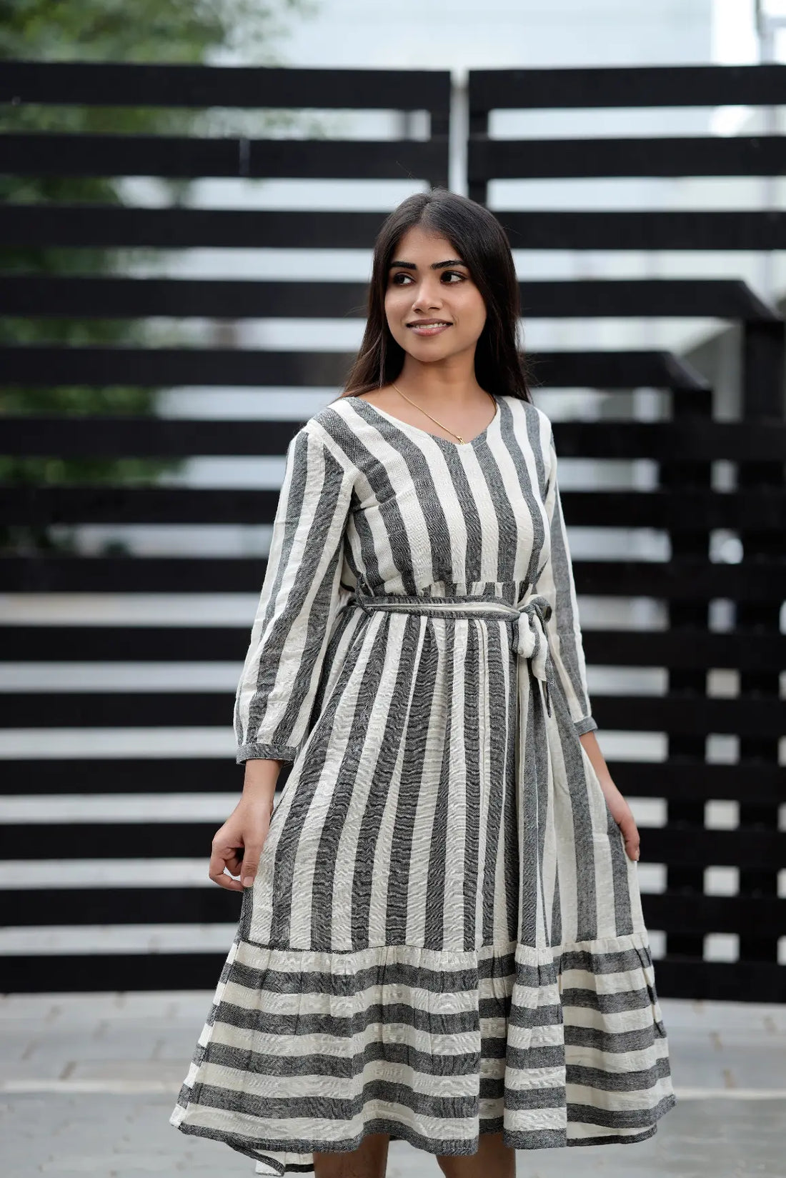 Urban stripes umbrella kurti