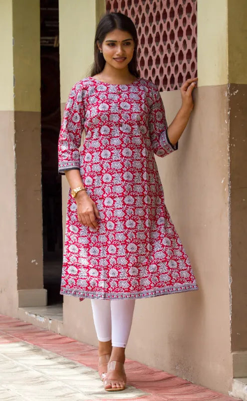Crimson Bloom Kurta