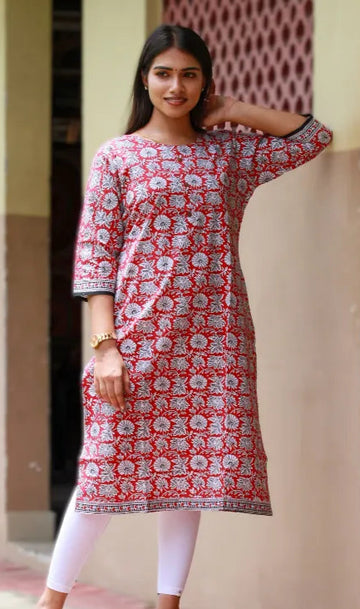 Crimson Bloom Kurta