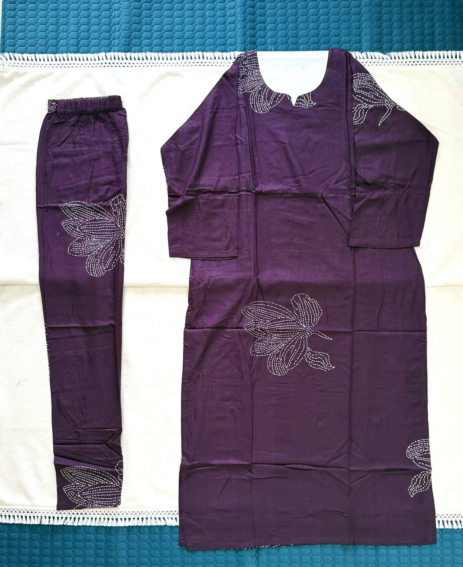 Wine Rayon 2-Piece Kurti Set in Wine