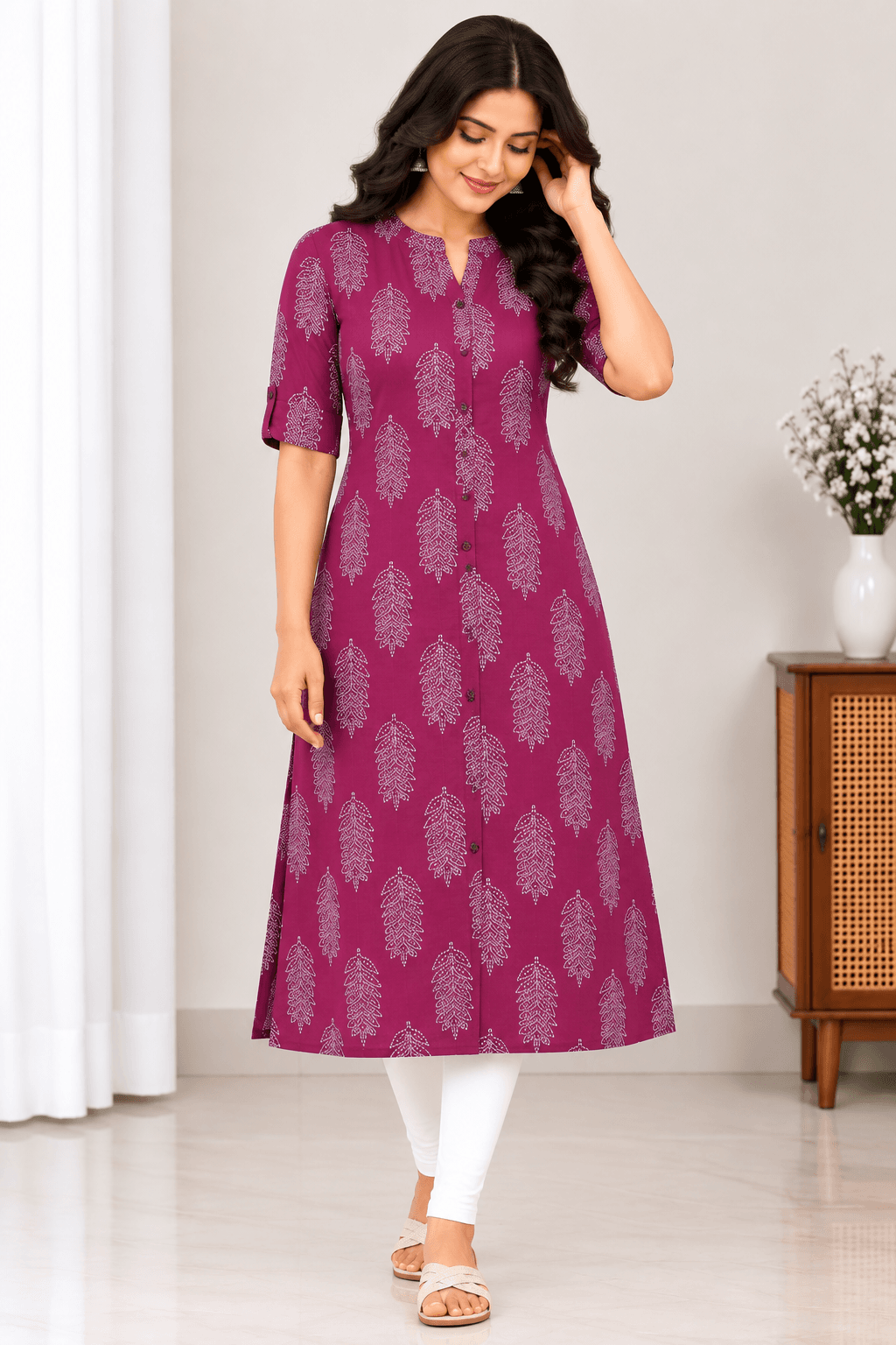 Women’s Wine Pink Cotton Feeding Top in Wine Pink / Magenta