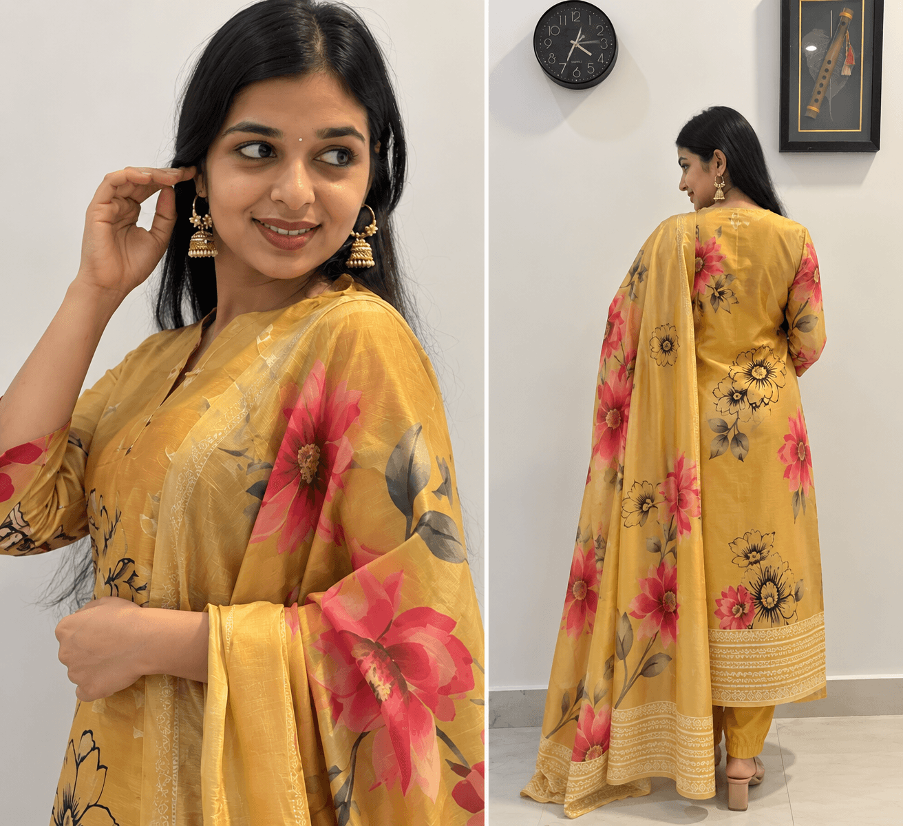 Shimmer Tissue Festive 3-Piece Kurti Set in Mustard Yellow