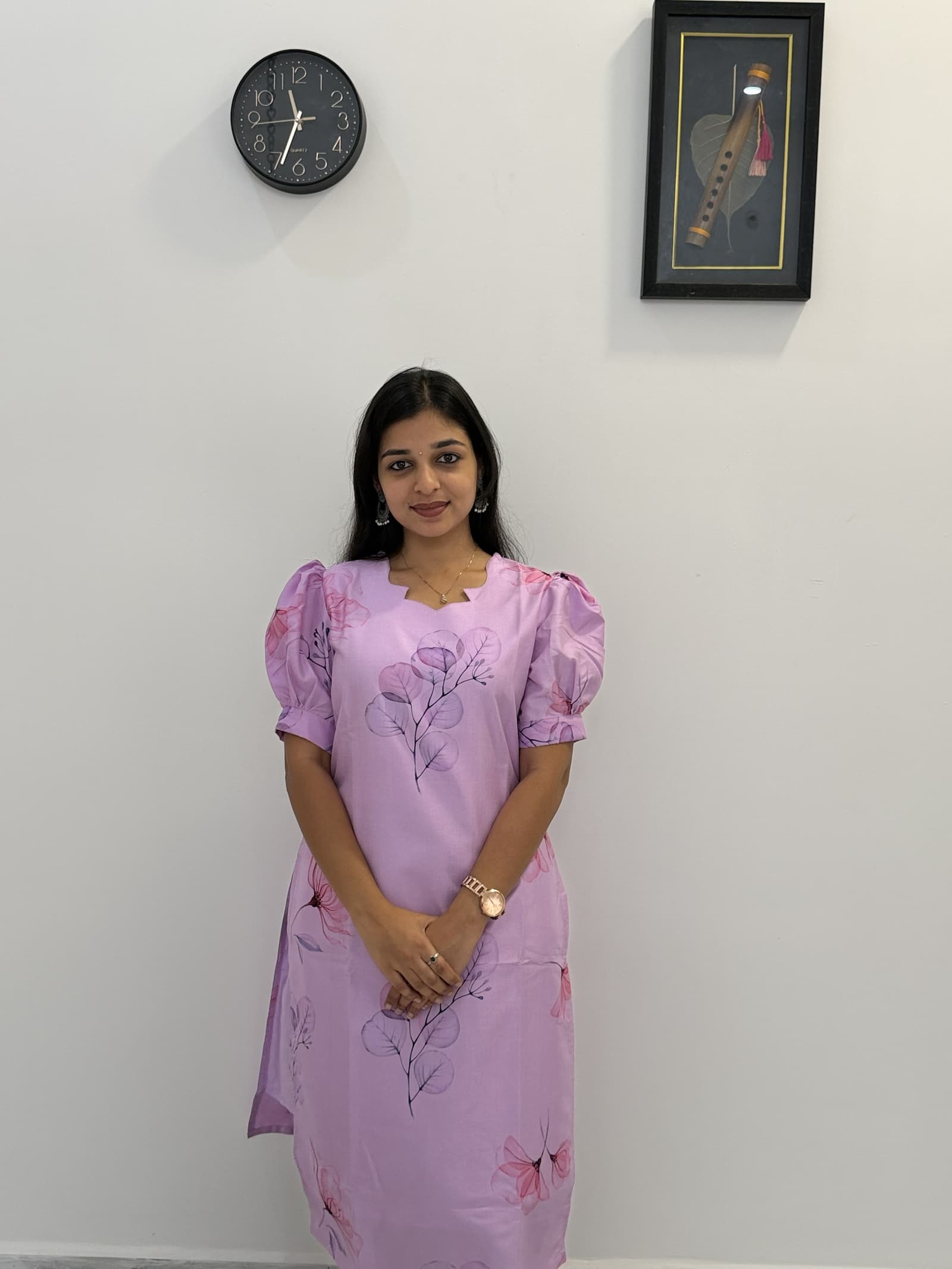 Organza Lavender Floral Printed Kurti in Lavender  4