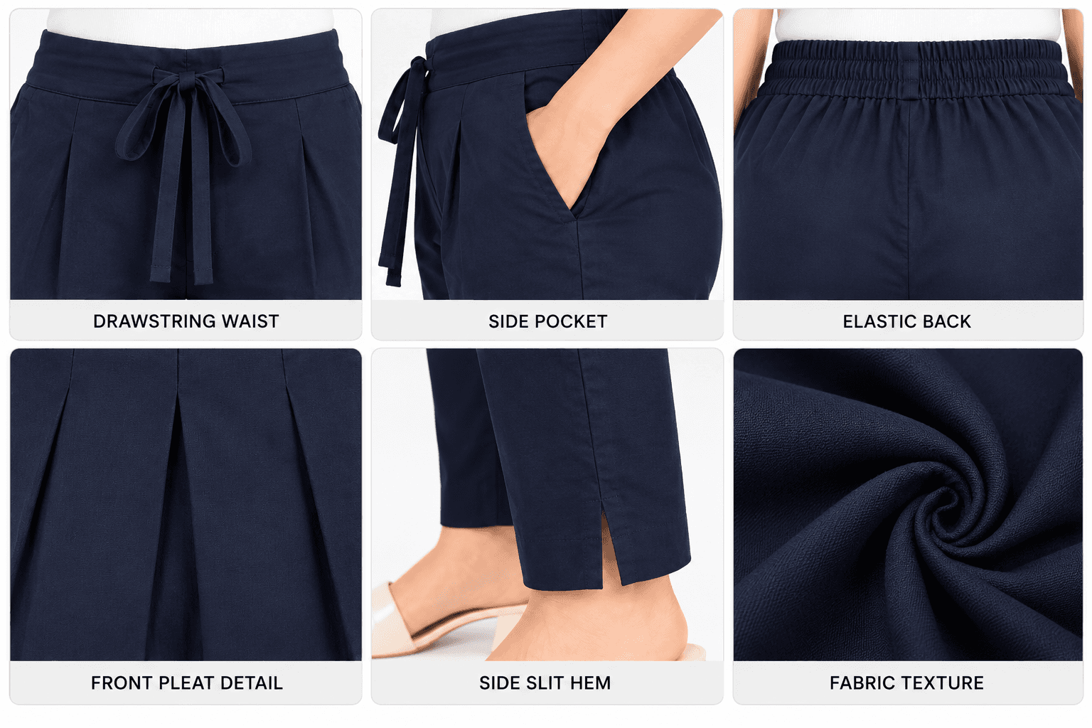Women’s Navy Blue Straight-Fit Pants in  Navy Blue 4