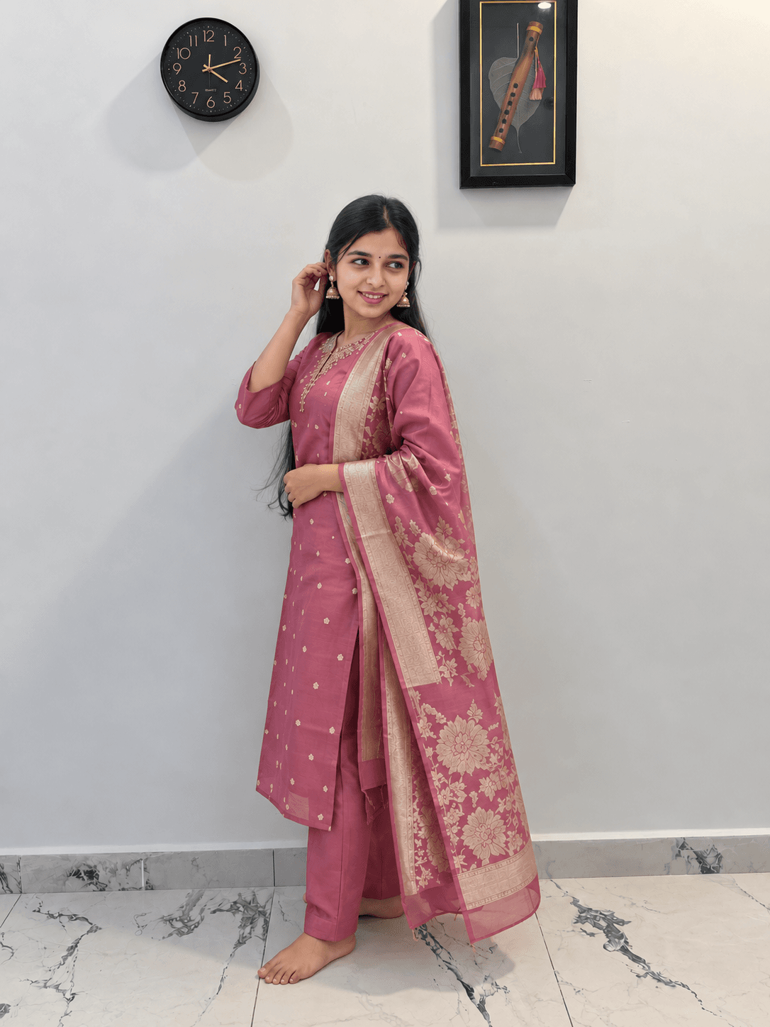 elegant Shimmer Tissue 3-piece set in Mauve Pink
