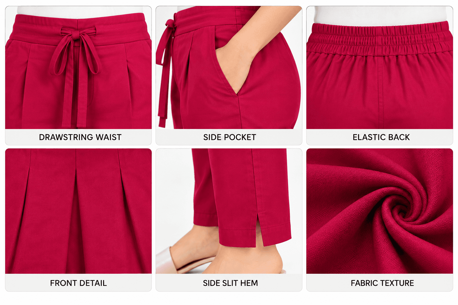 Women’s Red Straight-Fit Pants in Red 4