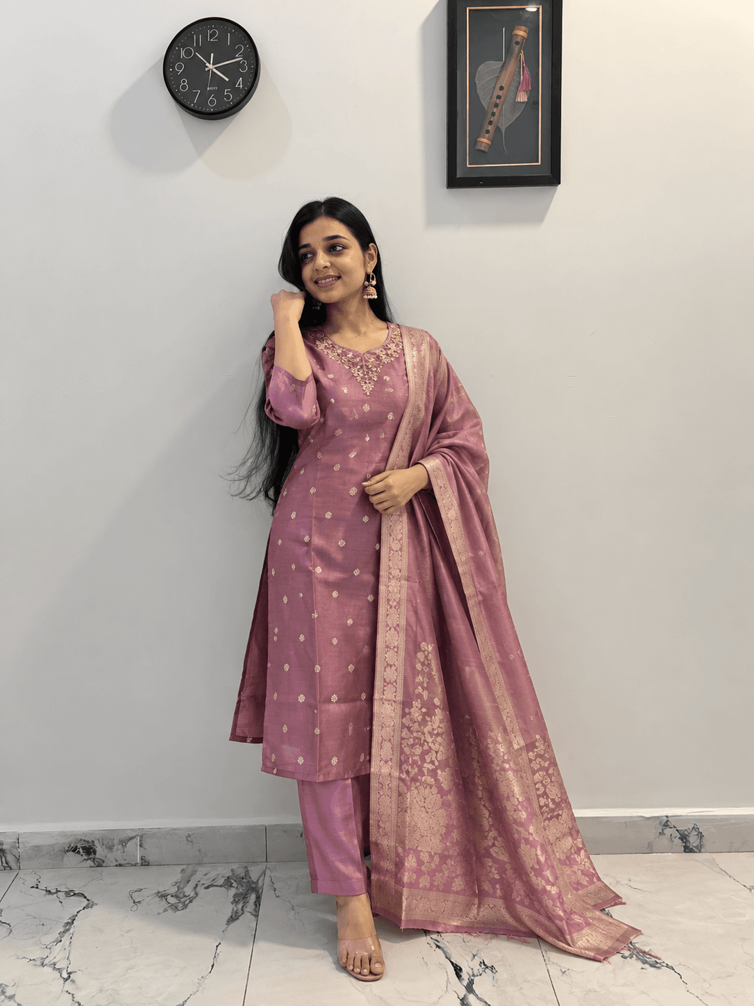 elegant Shimmer Tissue 3-piece set in Mauve Pink