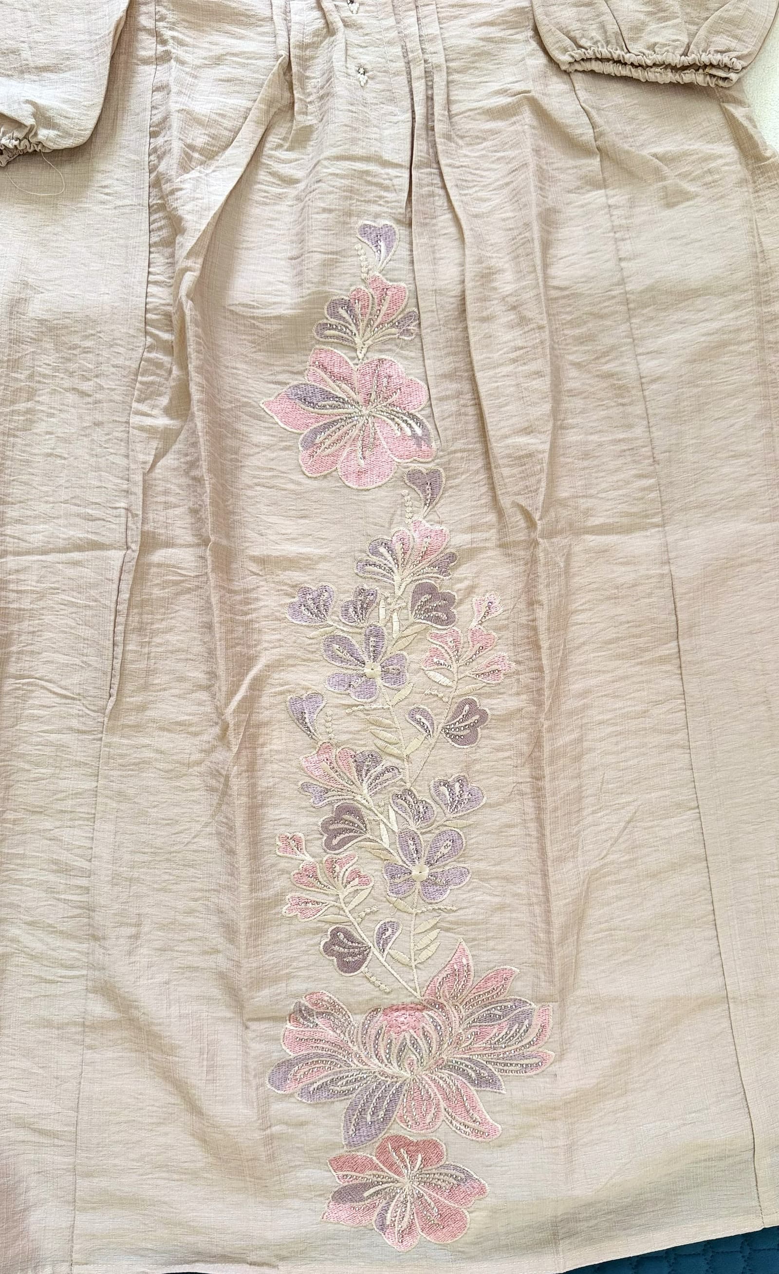 Dusty Pink Vertican Flared Anarkali Kurti in Dusty Pink