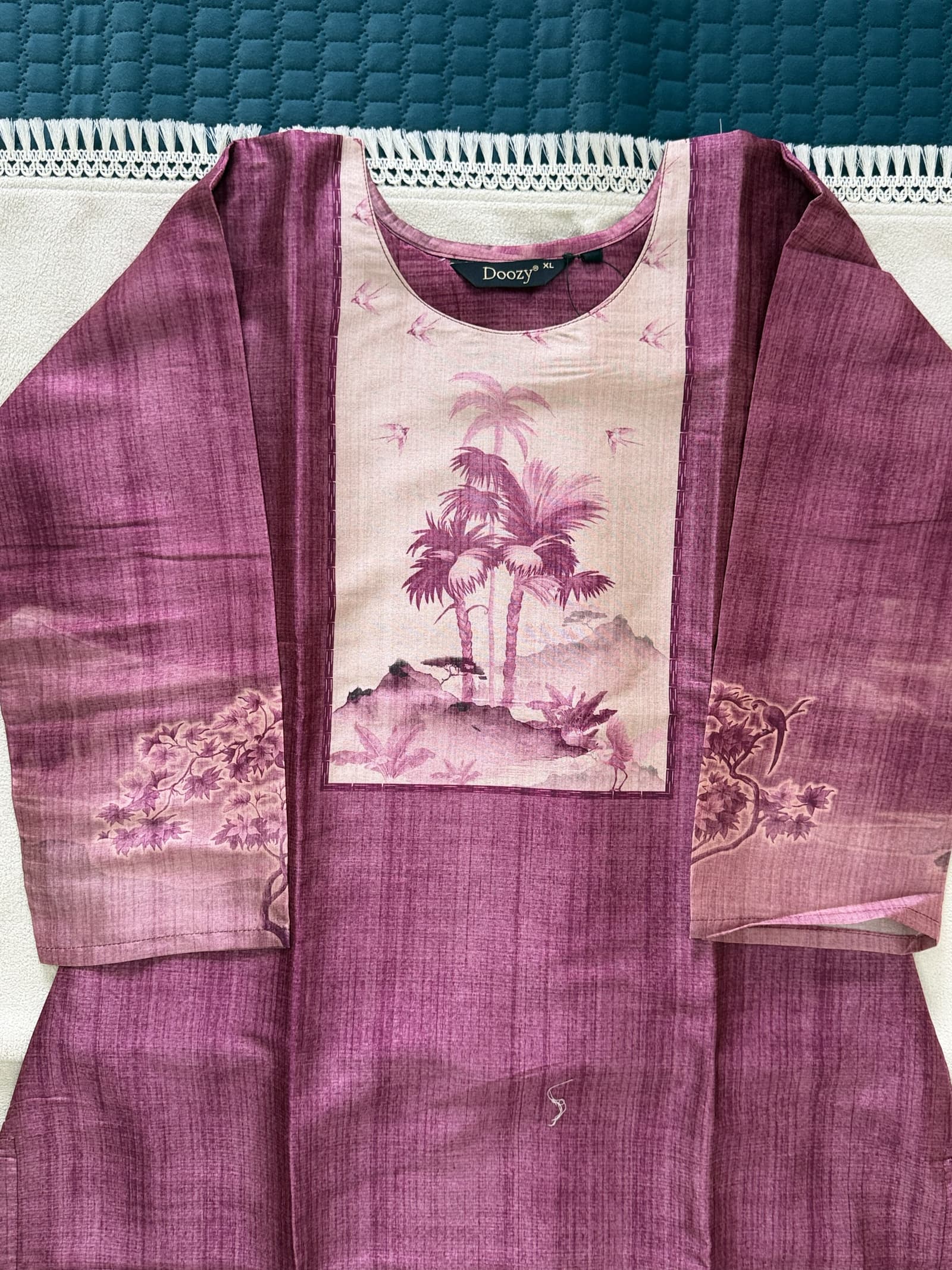 Women’s Fancy Printed Kurti Pant Set with Dupatta in Dusty Pink and Mauve with Floral Prints