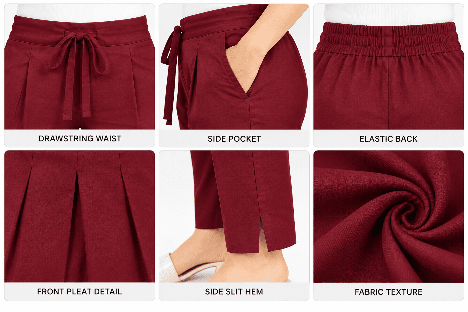 Women’s Maroon Straight-Fit Pants in Maroon 3