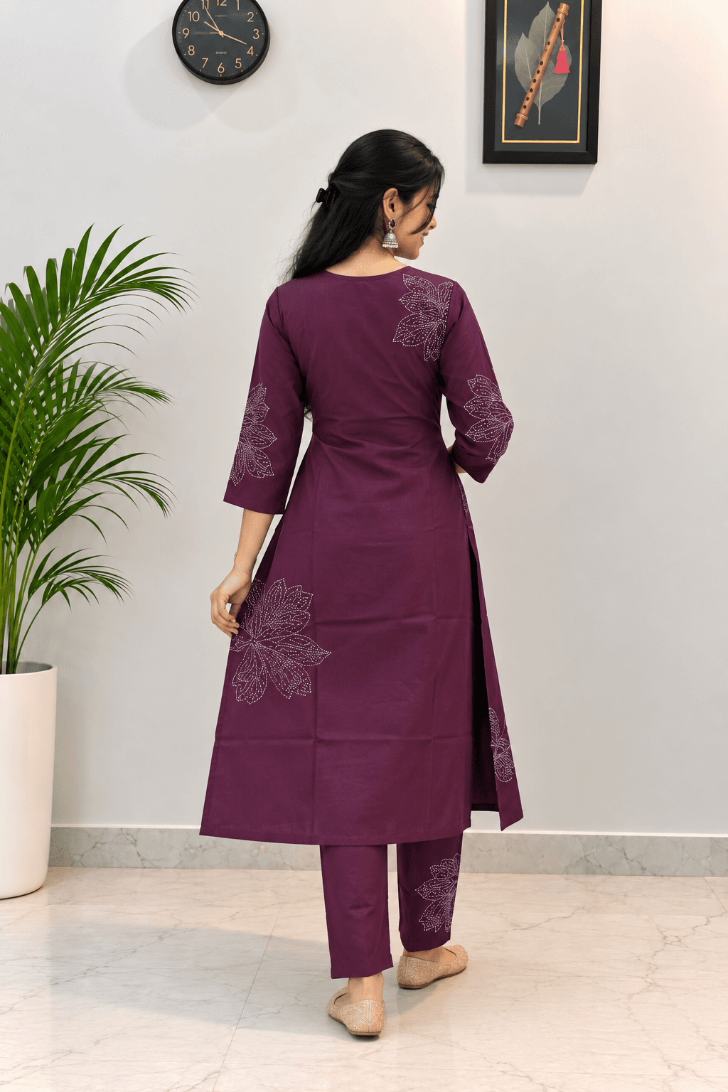 Wine Rayon 2-Piece Kurti Set in Wine
