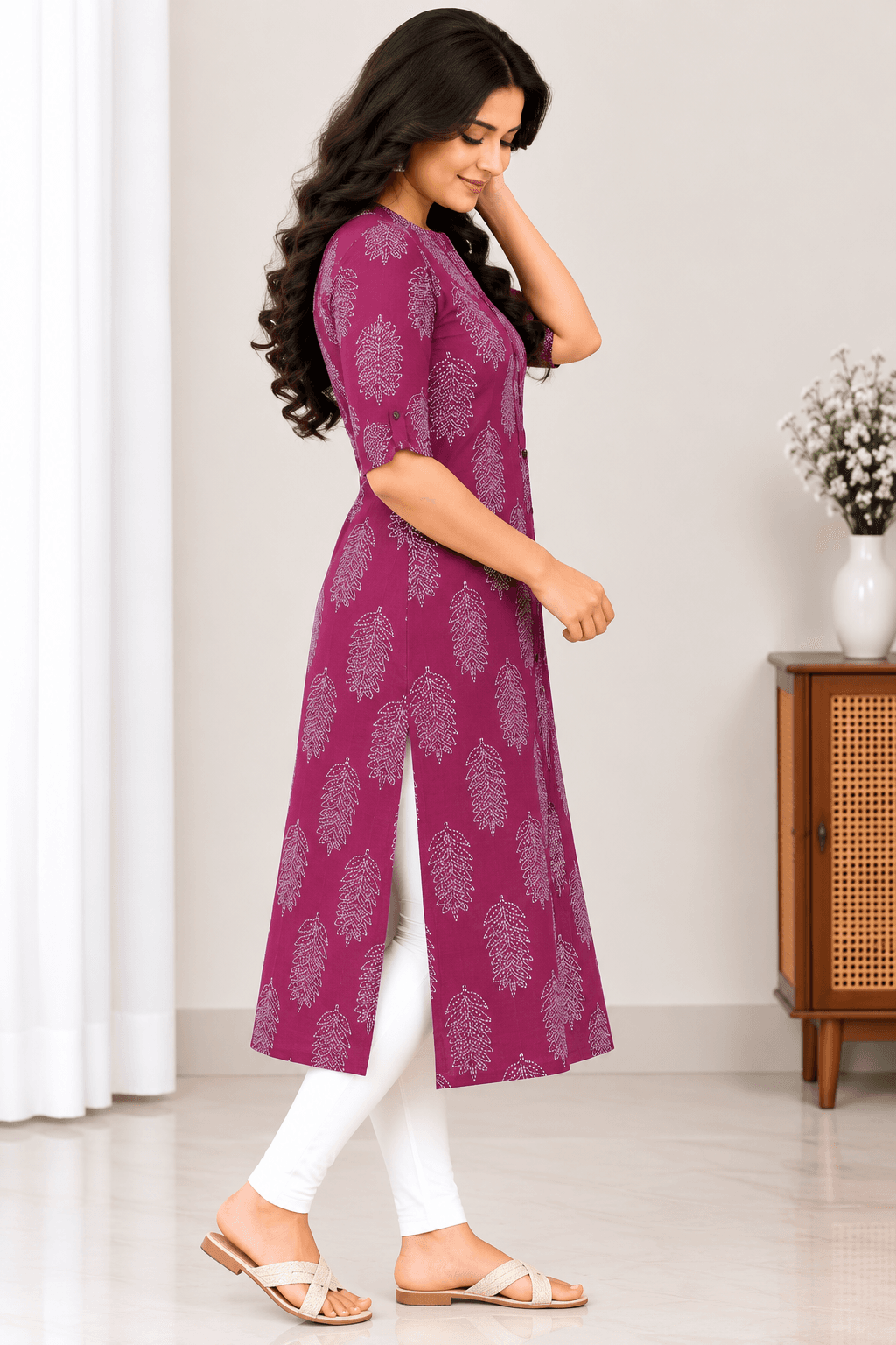 Women’s Wine Pink Cotton Feeding Top in Wine Pink / Magenta