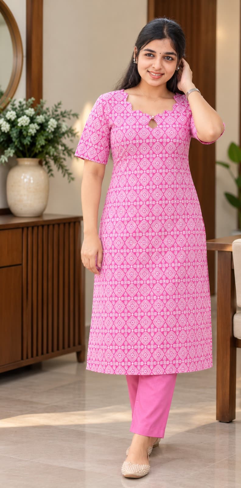 Pink Jack Jerri 2-Piece Kurti Set in Pink