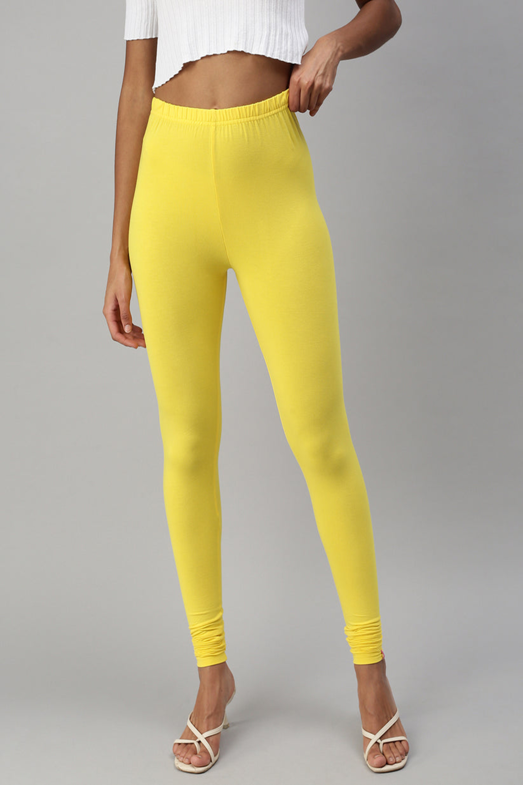 Lemon Yellow Colour Leggings