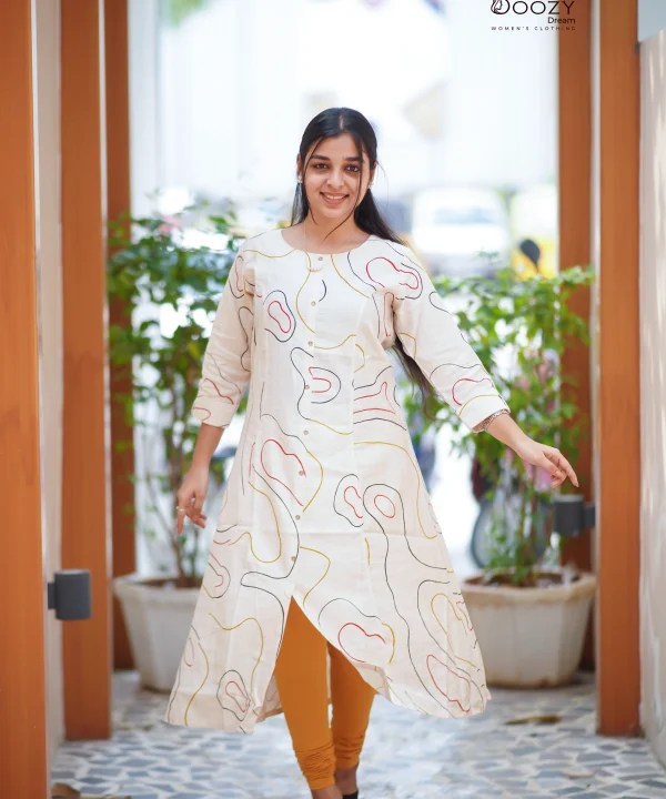 Minimalistic High-Low Vertican Kurti Styled in Off White Shade