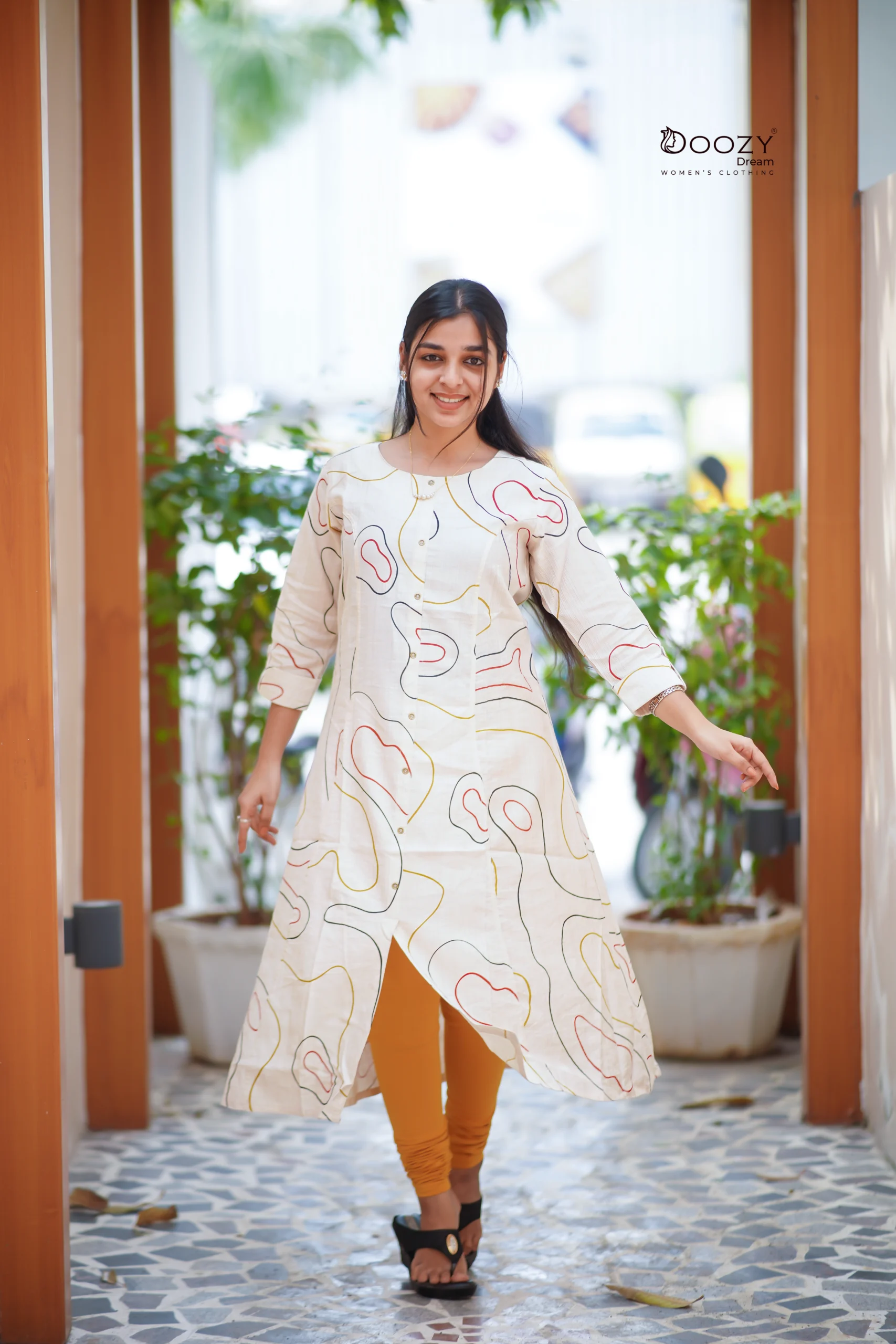 Minimalistic High-Low Vertican Kurti Styled in Off White Shade