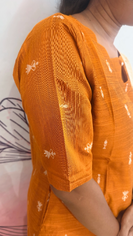 Mustard Colour Raw Silk Kurti Set - Image 4
